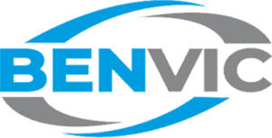 BENVIC logo with the text "BENVIC" in blue and gray, surrounded by two curved lines, one blue and one gray.