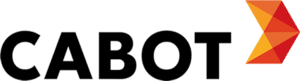 Cabot logo with the word "CABOT" in bold black letters and a geometric, red-orange triangular design on the right side.