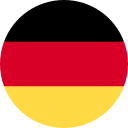 A circular icon of the German flag with three horizontal stripes: black on top, red in the middle, and yellow on the bottom.
